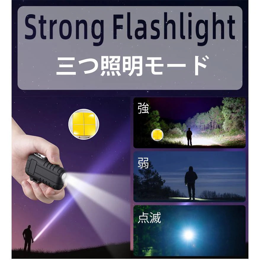 ライター 防水機能 静音 防風 電量表示 ノズルは自在に曲げられる 三つ照明モード ストラップ付き TYPE-C充電 s086B(レッド)