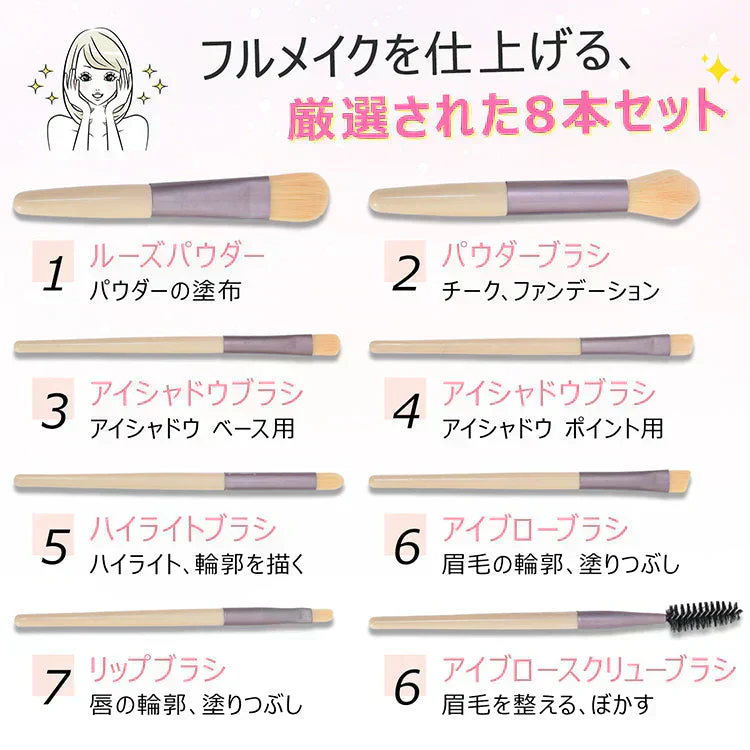 【ライトブルー】メイクブラシ アイシャドウ 8本セット ケース付き ポーチ 化粧筆 フェイスブラシ パウダーブラシ アイシャドウ アイブロウ スクリューブラシ 携帯 コンパクト【カウシェファーム収穫対象商品】