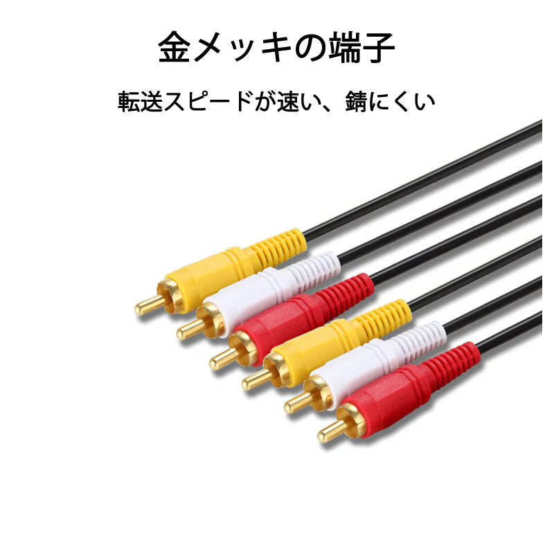 RCAケーブル 3PIN RCAオス 赤白黄3端子 1.5m ケーブル 4極 3.5mm プラグ 1.5m AVケーブル パソコン テレビ スピーカー アンプ 設備の接続