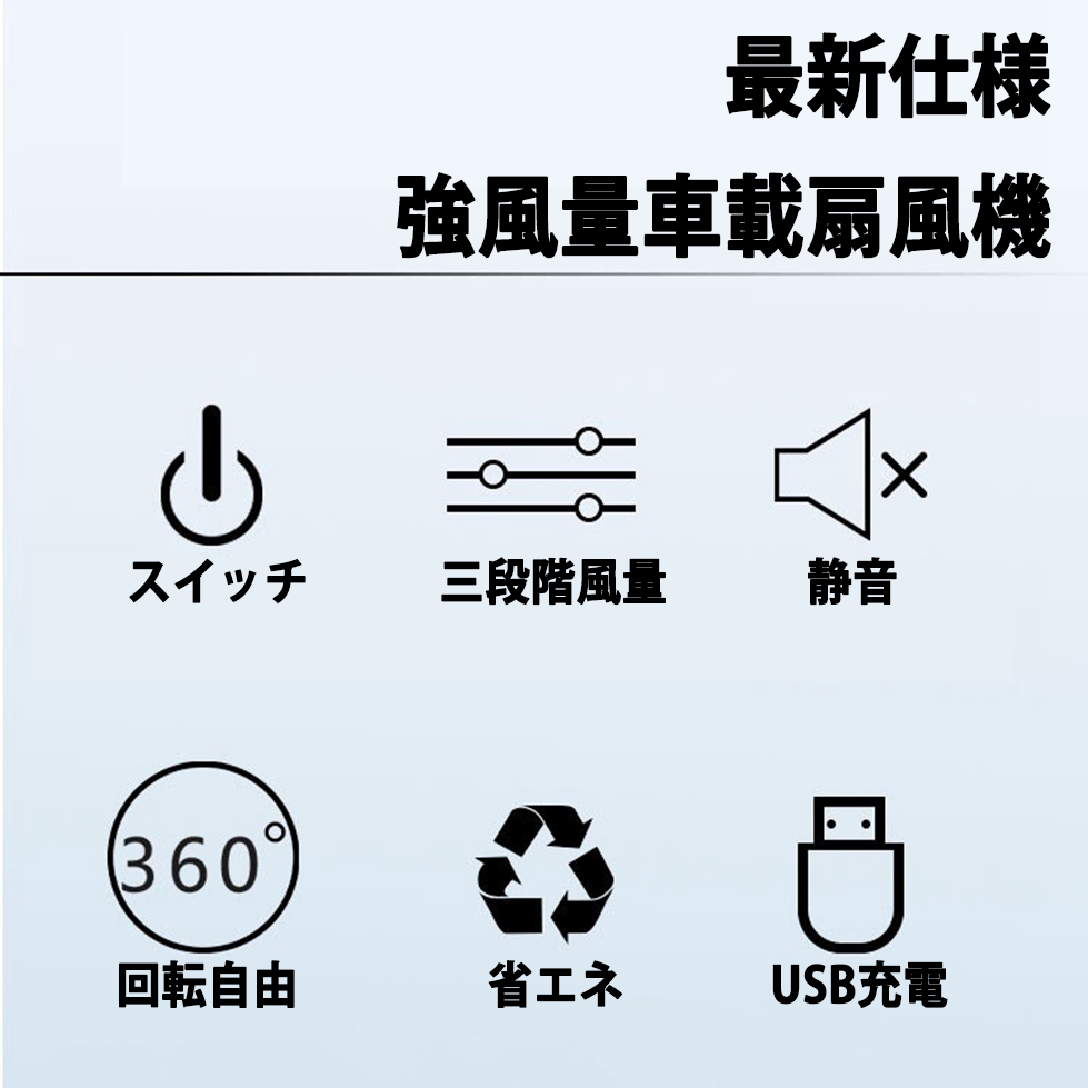 車載 扇風機 双頭 車載ファン 車内 扇風機 小型 扇風機 強風量 USB充電式 省エネ 小型 静音 風量調節可能 360度手動調節可能 3段階風量 USBケーブル デスク扇風機 USB扇風機　おフェス 倉庫内 夏対応 熱中症対策(w110)