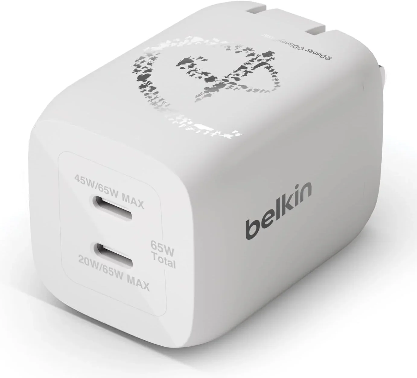 【ディズニー 限定モデル 創立100周年 】 Belkin 充電器 USB-C 2ポート PD PPS規格対応 GaN採用 小型 AC 急速充電 65W(45W+20W) WCH013dqWH-DY