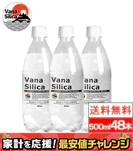 【送料無料】 富士山のバナジウム＆シリカ 強炭酸水 VanaSilica（バナシリカ） 500ml 24本×2箱（計48本）プレーン