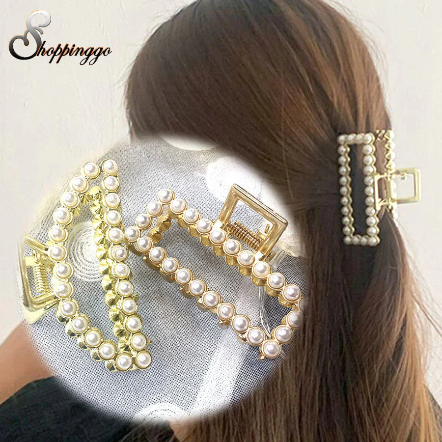 (半円)ヘアクリップ バンスクリップ パール付 シンプル レディース ヘアアクセサリー 髪飾り