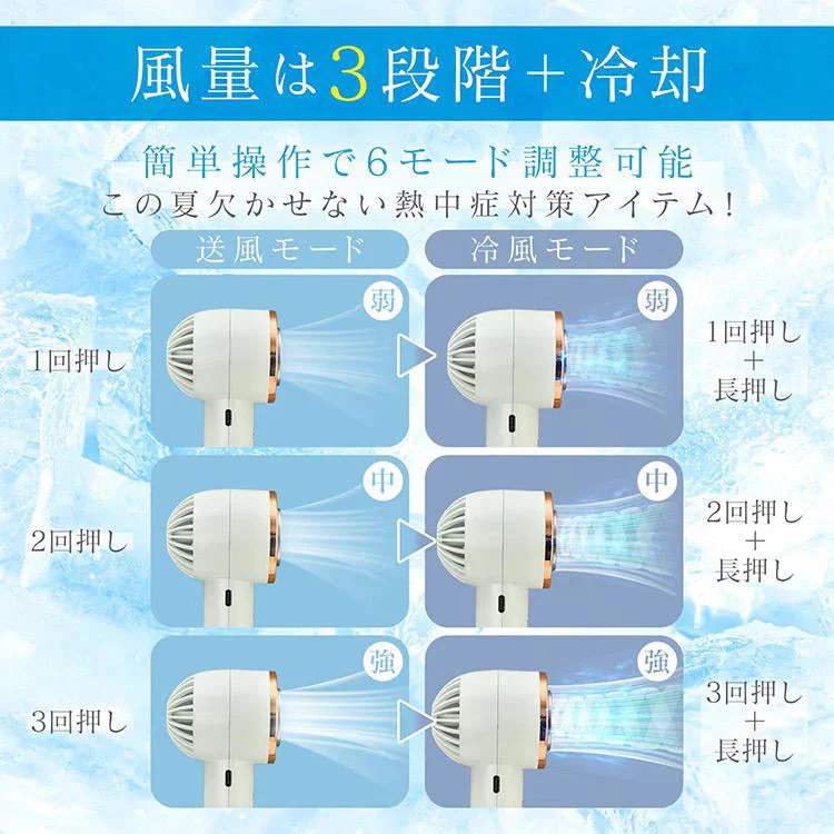 冷却ハンディファン 「ライトグリーン」 ミニ扇風機 接触冷感 強風 手持ち 携帯扇風機 冷却プレート付き 小型 卓上 USB充電 風量調節 熱中症対策 12時間長時間稼働