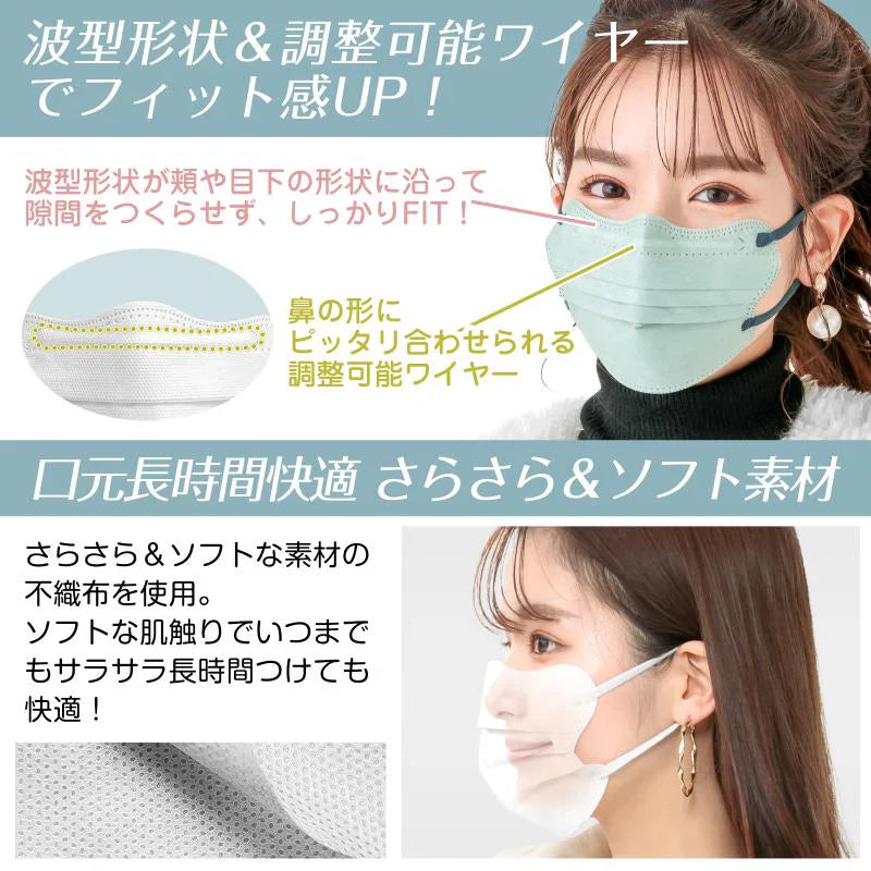【ベビーピンク】100枚 20枚入5箱 Beauty小顔 MATCH MASK プリーツマスク 3層構造