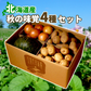 【終了】【10月中旬より順次出荷予定】北海道産 秋の味覚4種セット　メークイン・男爵・玉ねぎ(M~2L混)/各3kg、かぼちゃ(約1.3kg)/1玉