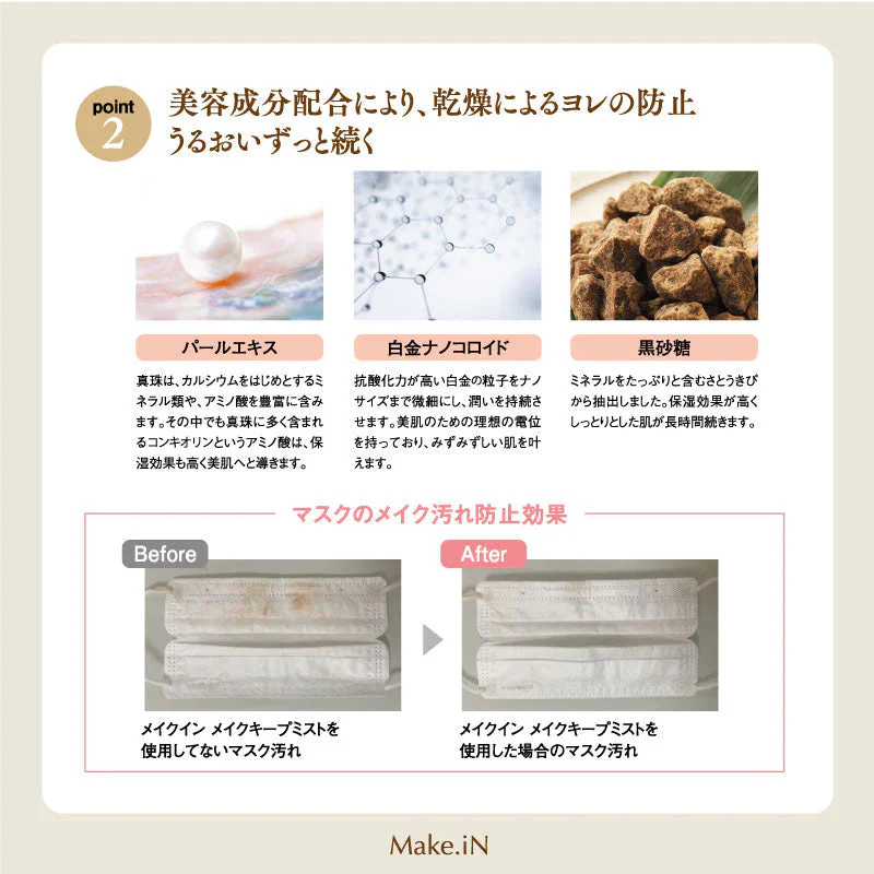 Make.iN メイクキープミスト 80ml 日本製 メイクイン 美容成分 シリコンコーティング 仕上げ用ミスト メイク崩れ防止スプレー マスク汚れ防止