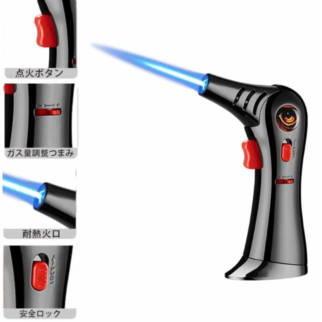 ライター 電子ライター ガス式 父の日 小型 防風 軽量 薄型 おしゃれ 誕生日 記念日 プレゼント 多用途 ガスバーナー 協力集中炎 料理 作業 火起こし w257C(ゴールド)