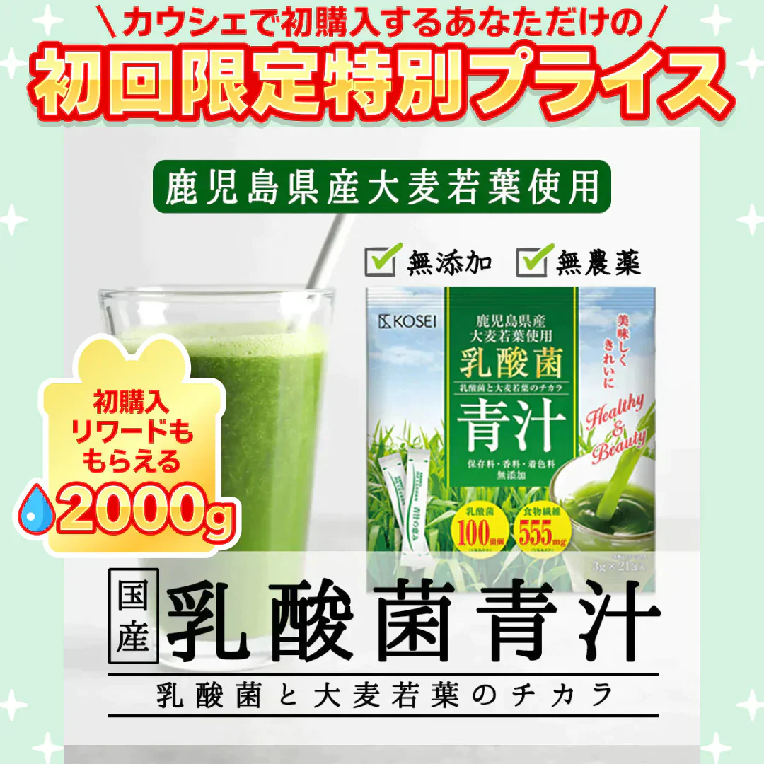 乳酸菌 国産青汁 63g (3g×21包) 3週間分　[ 青汁 飲みやすい 酵素 健康 ダイエット 国産 乳酸菌 100億個 食物繊維 おためし] K【ご新規さん限定商品】