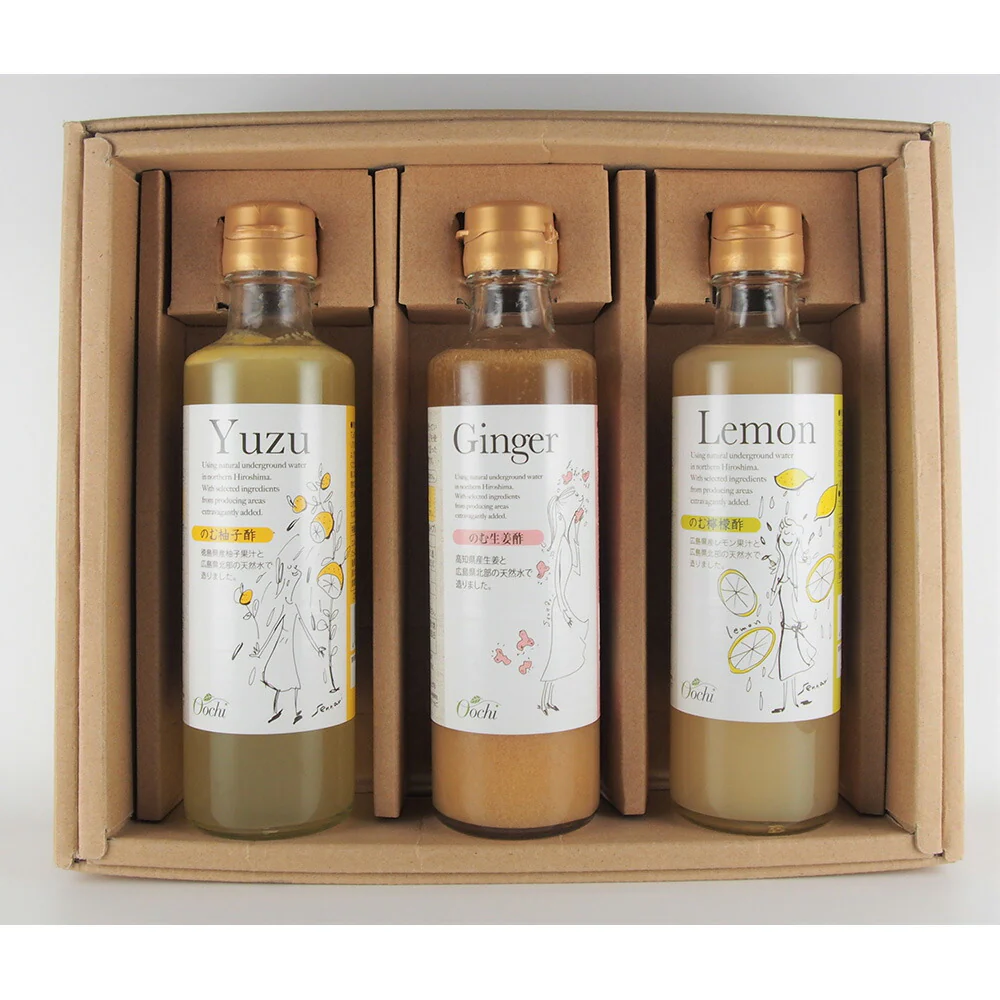 広島「Oochi」のむ酢３本セット のむ檸檬酢 のむ柚子酢 のむ生姜酢 各270ml×１本