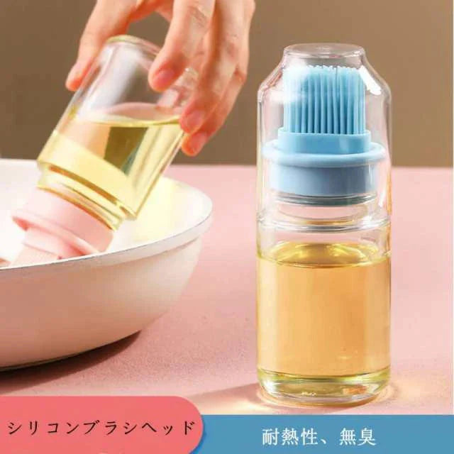当日発送 オイルボトル オイルブラシ付き オイルポット 油容器 調味料容器 醤油ボトル 酢ボトル ドレ オイルポ ットッシングボトル キッチン用品 w317B(ブルー)