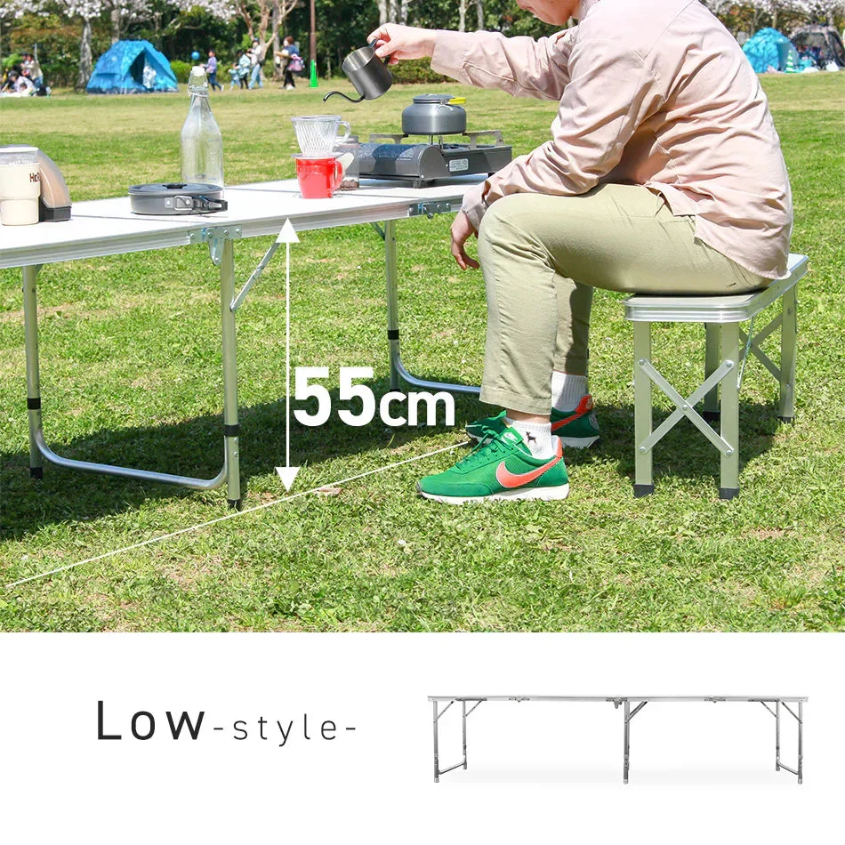 【240㎝×60㎝】【ホワイト】アウトドア テーブル キャンプ バーベキュー テーブル アウトドア 折りたたみ テーブル レジャーテーブル 折り畳みテーブル 240cm 軽量 アルミ 高さ調節 ピクニックテーブル 運動会 お花見 BBQ キャンプ MERMONT