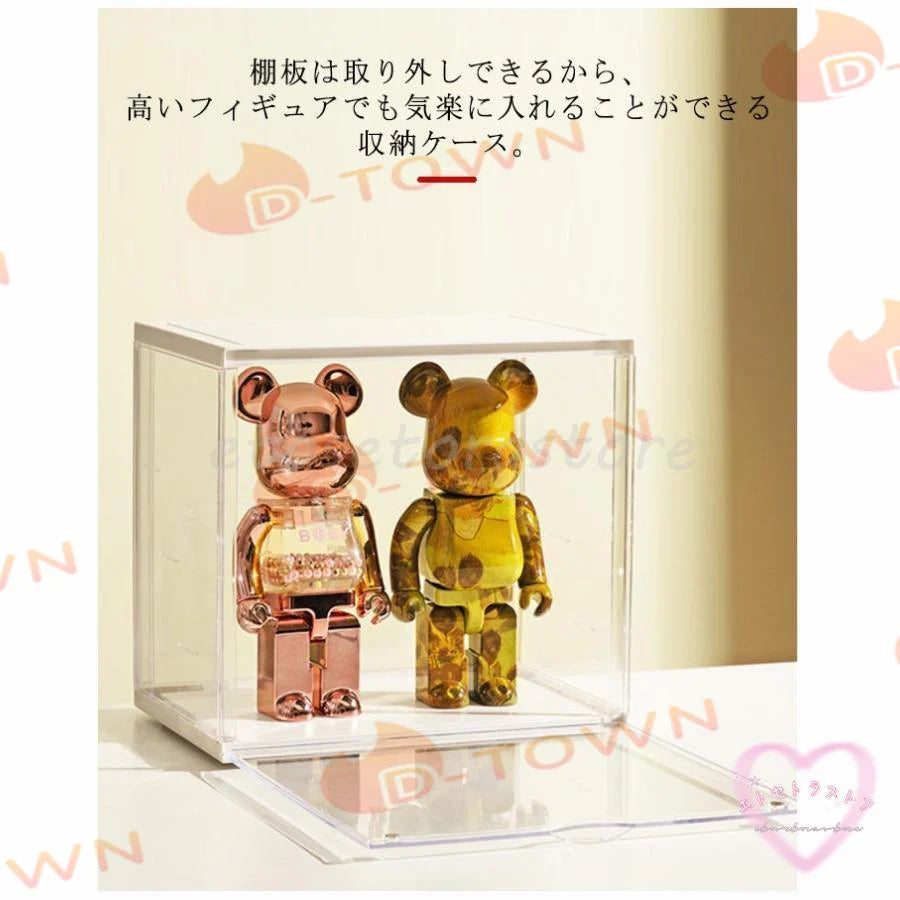 即納 大きいサイズ フィギュアケース 収納ケース 可動棚 コレクション ボックス クリアケース コレクションケース 透明 展示ケース マグネット扉付き 積み w605D(イエロー)