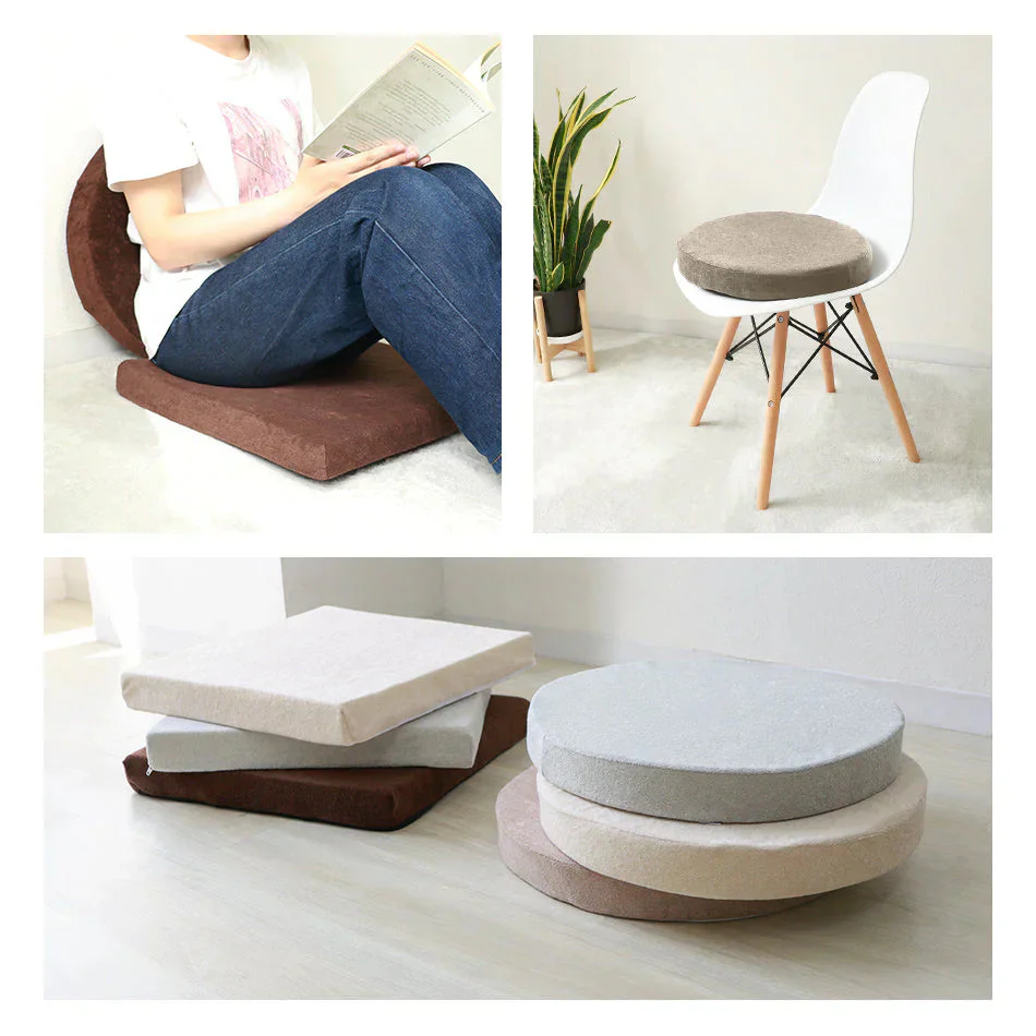 【角形グレージュ】座布団 クッション 40×40 厚さ5cm 低反発 高反発 2層構造 低反発クッション 40cm フロアクッション おしゃれ スクエア ラウンド 北欧 モダン 四角 丸 円 コンパクト ウレタン 高反発 クッション 椅子 テレワーク