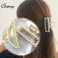 (四角)ヘアクリップ バンスクリップ パール付 シンプル レディース ヘアアクセサリー 髪飾り