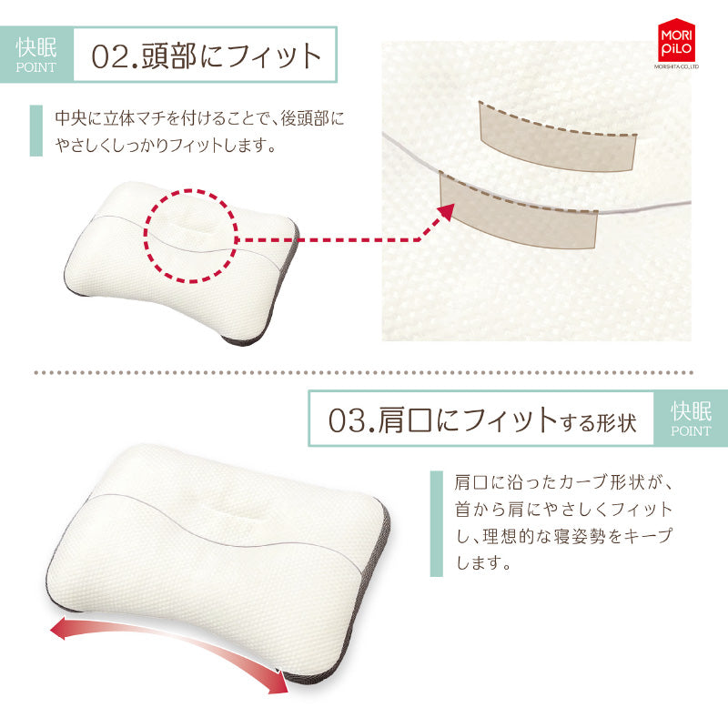 【低反発 チップ】モリピロ 枕屋さんが考えた 快眠まくら 安眠まくら 安眠 安眠枕 快眠枕 いびき防止 横向き枕 肩こり 首こり 頸椎安定型 寝心地 サイズ35×52cm