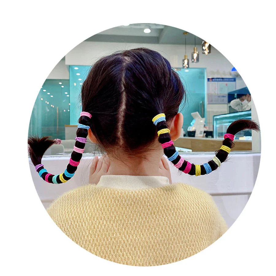 -4ヘアゴム キッズ 子供用 100個入りセット   シンプル 上品 ヘアアクセサリー 細いリングゴム　　髪留め 髪ゴム 赤ちゃん 子供 こども ゴム リング 髪止め