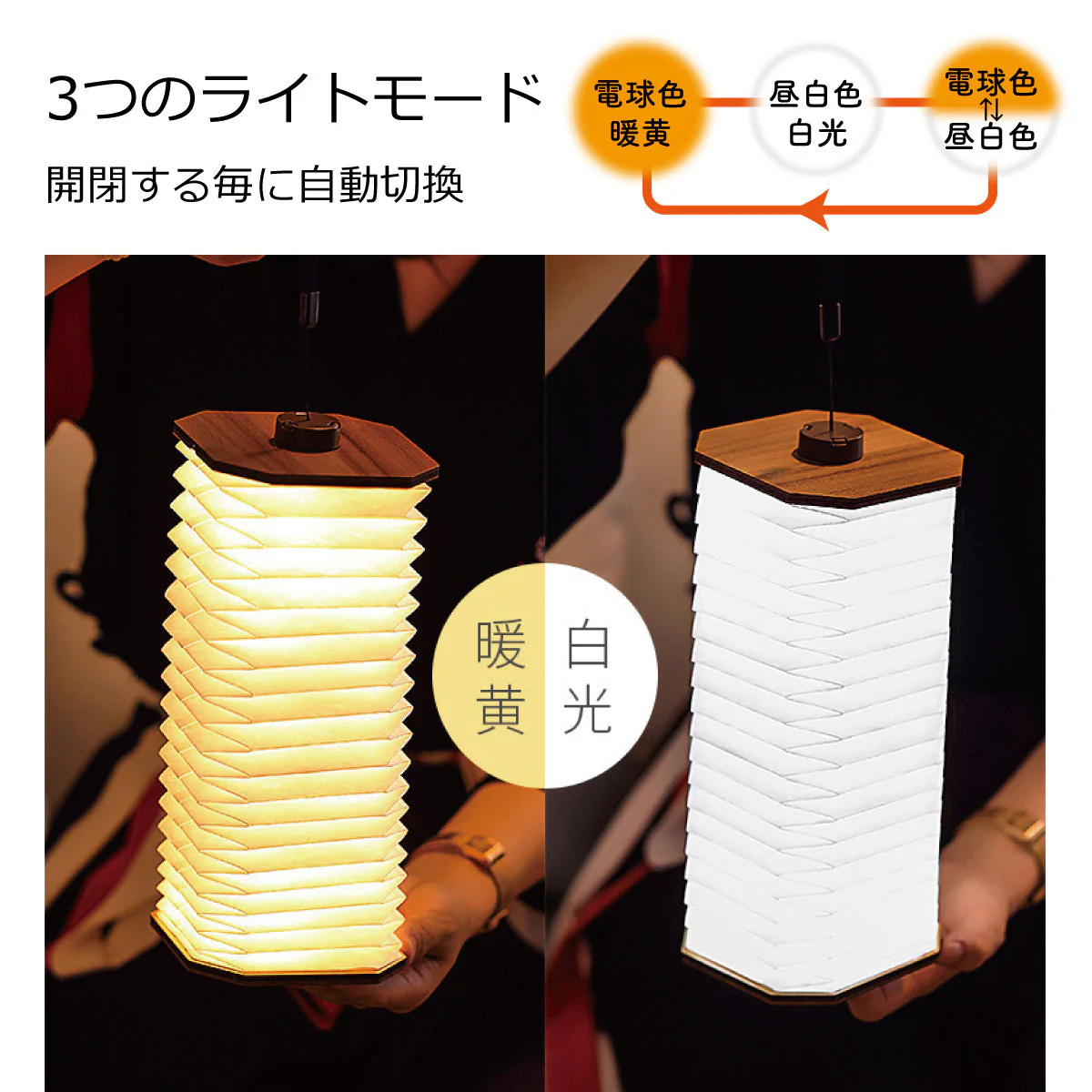 自由に変形 3つのライトモード！アコーディオンLEDラ