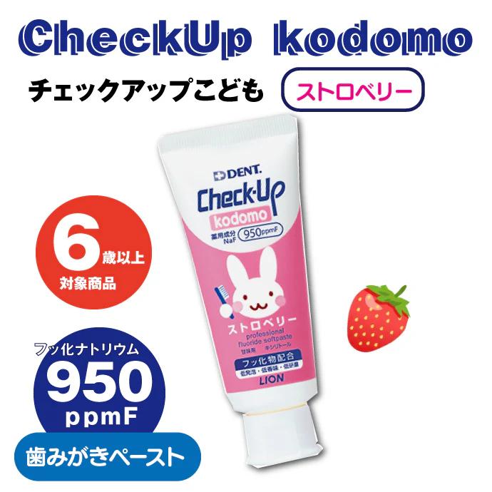 歯磨き粉 子供 ライオン DENT チェックアップkodomo ストロベリー 5本【メール便送料無料】 歯科用