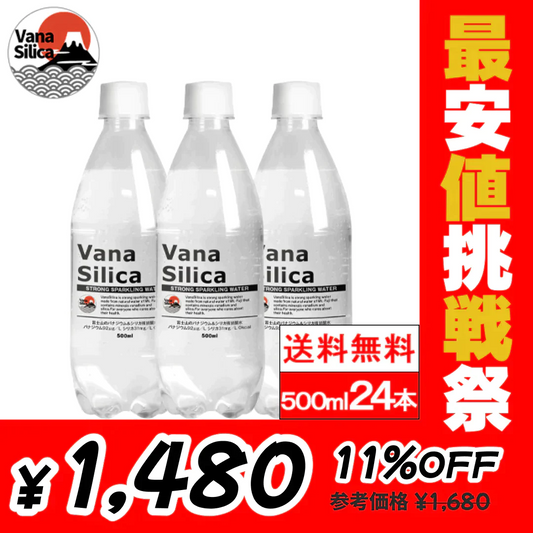 【全国配送対応】【1ケース】【送料無料】 富士山のバナジウム＆シリカ 強炭酸水 VanaSilica（バナシリカ） 500ml 24本 プレーン【最安値挑戦祭】