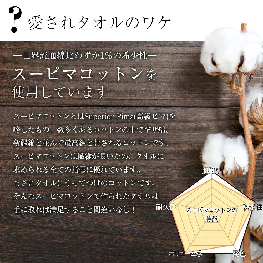 ライトグレー　フェイスタオル スーピマコットン ホテルタイプタオル 同色3枚セット 【メール便送料無料】