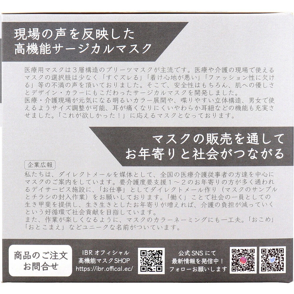 SOUCORE MASK ソウコレマスク 5層不織布マスク 立体構造 医療用 おとこまえ ライトグレー 個別包装 20枚入り X3箱
