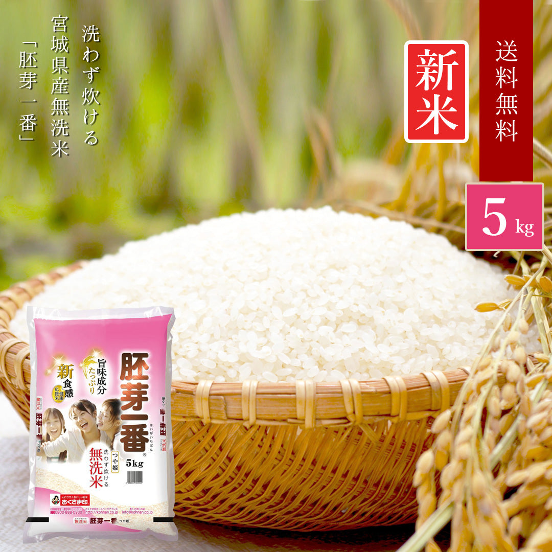無洗米 米 宮城県産 つや姫 胚芽一番 5kg 令和5年産 新米 お米 白米 おくさま印 国産 食品 ギフト 引っ越し 挨拶 出産 内祝い 母の日 父の日 お中元 お歳暮 結婚 快気 還暦 香典返し お年賀 送料無料