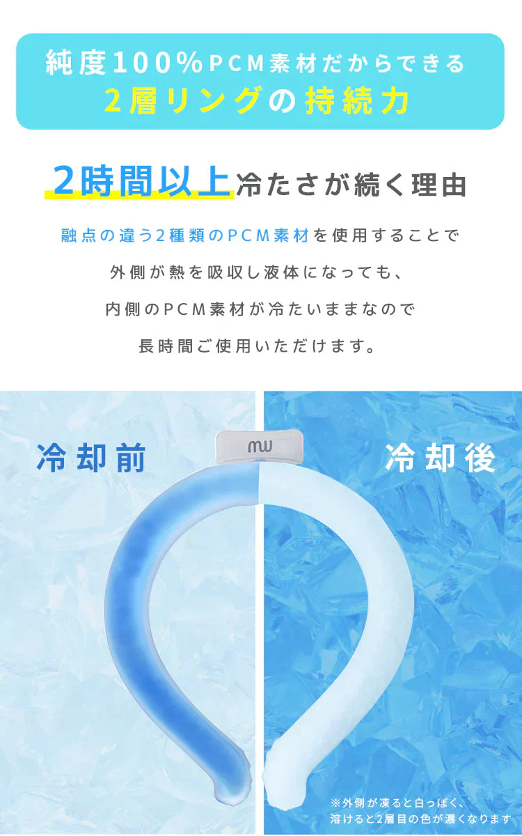 【Mサイズ】【ブルー】【2層タイプ】クールリング 2層ネッククーラー キッズ 大人 ネッククーラー クールネックリング アイスネックリング 冷感リング クールネック 涼しい 冷却 子供 保冷剤 暑さ対策 冷たい ひんやり 冷感 ひんやりグッズ くすみカラー 送料無料【カウシェファーム収穫対象商品】