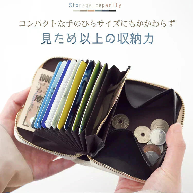 ミニ財布 「ブルーグレー」 お札折らない レディース メンズ 本革 二つ折り レザー カードケース 小銭入れ コインケース フラグメントケース プレゼント