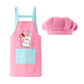 キッズエプロン ピンク 120（110cm,120cm,130cm）2点セット H型エプロン 給食帽子 セット 子供用エプロン かわいい キャラクター付 110 120 130 140 幼稚園 小学生 絵画 料理 女の子 男の子