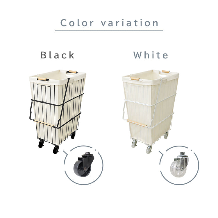 【ブラック】ランドリーバスケット キャスター付き 61L 大容量 ランドリーワゴン 洗濯カゴ 脱衣かご 洗濯かご ワイヤーバスケット 洗濯物 ランドリー 洗濯物入れ かご 脱衣所 洗面所 角型 収納 ランドリー収納 ボックス シンプル おしゃれ 新生活