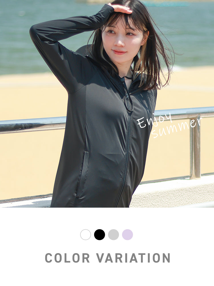 【XSサイズ】【ブラック】ラッシュガード 接触冷感 レディース パーカー つば付き 長袖 UVカット UVカットパーカー UPF50 フード付き ハイネック 日焼け防止 水着 女性 夏 薄手 吸水 速乾 伸縮 軽い XS S M L XL 冷感 アウトドア キャンプ 釣り 海 海水浴