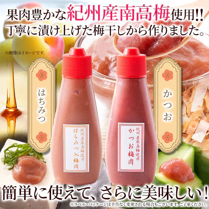 賞味期限2025年2月28日 はちみつ入り＆かつお☆紀州産南高梅のおいしい梅肉2本セット メール便