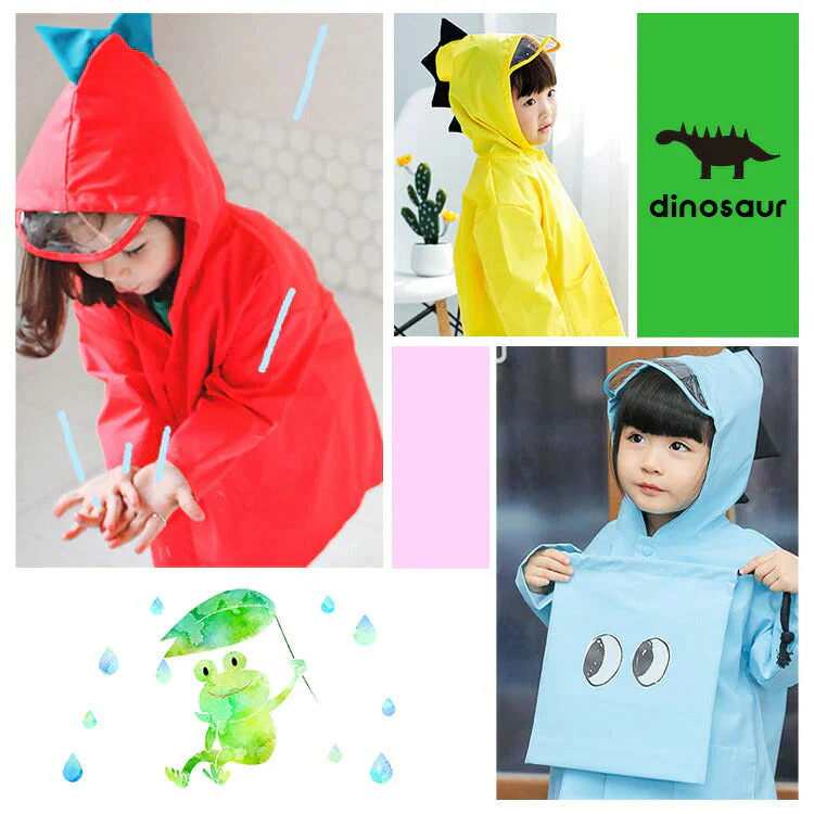 【レッド 110サイズ XLサイズ】レインコート 恐竜 キッズ 子供用 怪獣かわいい カッパ 雨がっぱ カラフル レインウェア レインポンチョ キッズレインコート 雨具 携帯 旅行 防水 撥水 保育所 保育園 幼稚園 小学生 小学校 低学年 男の子 女の子