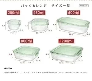 【カートアップNG】iwaki 保存容器 角型5点セット グリーン PSCPRN5G