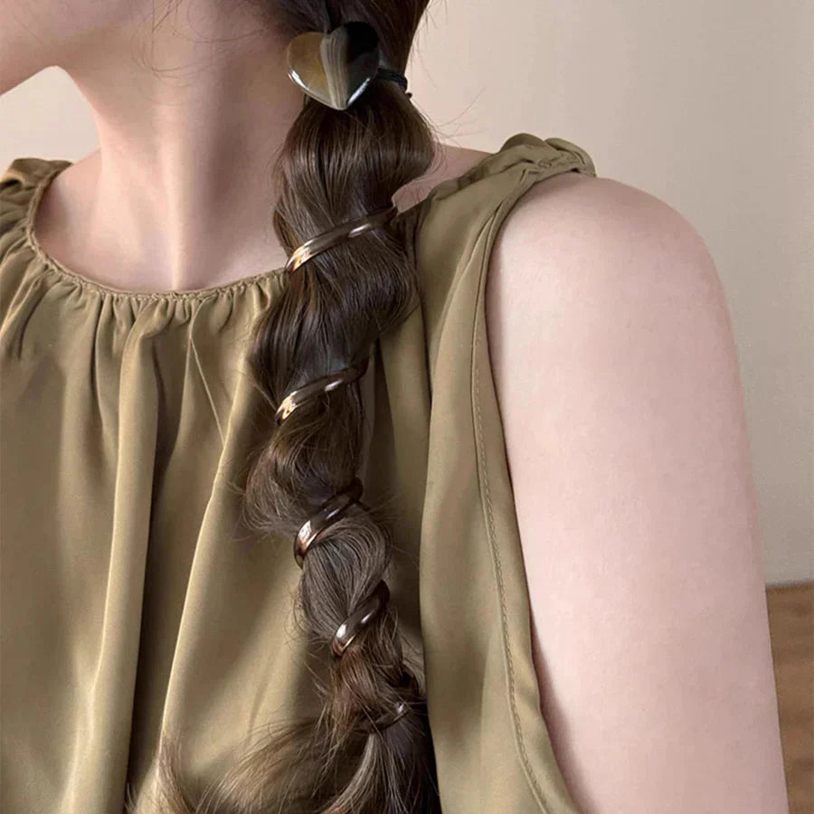 (A03グレー)プリングヘアゴム くるくる ヘアアクセサリー ハート オシャレ 髪飾り ヘアゴム コイルポニー ワイヤーポニー まとめ髪 プチプラ