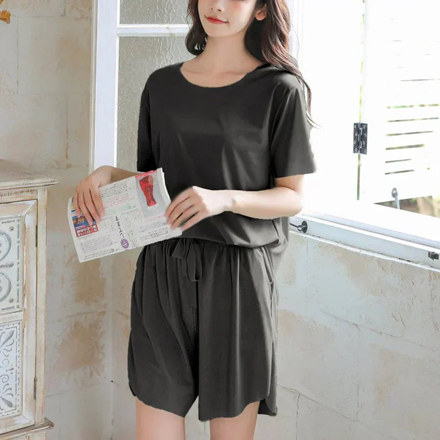 「送料無料 ブルー 接触冷感 」ルームウェア 接触冷感 セットアップ リラックス インナー 半袖トップス インナーウェア ゆったり 送料無料