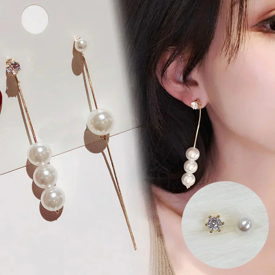 (Bゴールド*M)ピアス パール ロング 揺れる 2way パールピアス アシンメトリー ロングピアス 大ぶりイヤリング左右非対称 かわいい