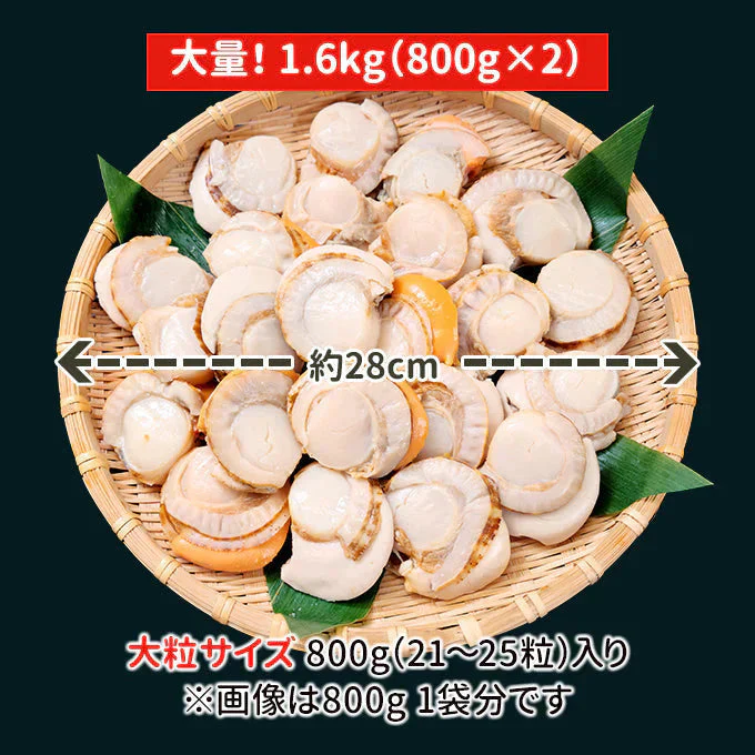 好評につき完売いたしました　北海道ボイルほたて 大粒1.6kg（800g×2） 送料無料