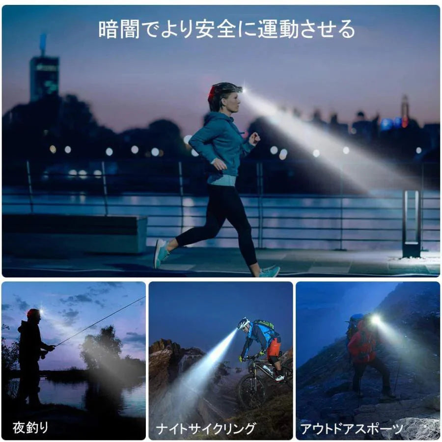 LEDヘッドライト 超強ルーメン ヘッドライト　最高輝度 USB急速充電 センサー機能　 登山 夜釣り アウトドア作業 SOS　IPX4防水機能