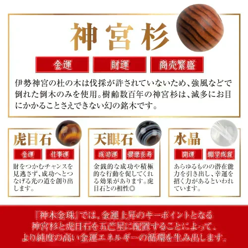 『神木金珠 （しんぼくきんじゅ）男女兼用』 パワーストーン ブレスレット 天然石 伊勢神宮 開運 幸運 アクセサリー お洒落 ギフト 金運 癒し 浄化