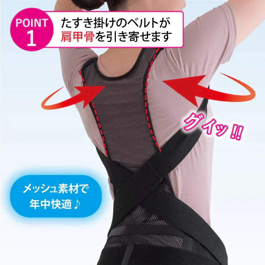 骨盤からととのえるメッシュの背筋サポーター(Sサイズ)/背筋を伸ばして骨盤を引き締める 理学療法士監修 背筋 骨盤 肩甲骨 姿勢 猫背 S字ライン姿勢矯正ベルト 男女兼用 美矯正サポーター 骨盤 腰 ダイエット 体幹 姿勢 シェイプアップ ヒップアップ 代謝アップ ウエスト くびれ 下半身 下腹背筋 引き締める 背筋  肩甲骨 姿勢 猫背 S字ライン