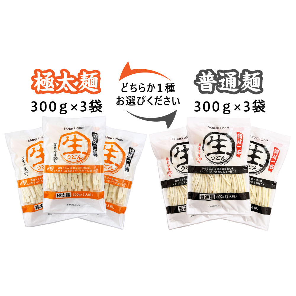 讃岐生うどん9食セット (麺300g×3袋 ) 麺のみ【送料込み】【ゆうパケットでお届け】