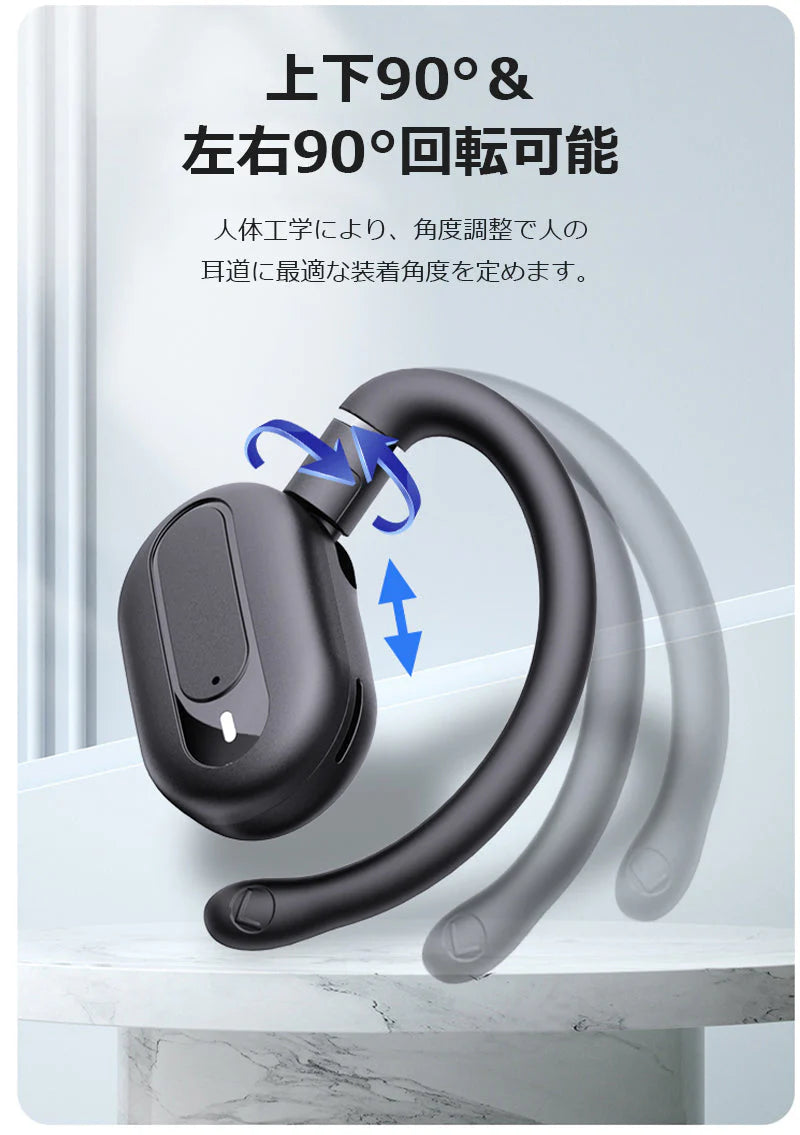 ワイヤレスイヤホン Bluetooth5.4 耳掛け型 防水防汗 90°回転可能 低遅延 長時間連続再生 HiFi高音質 安定装着 クリア通話 小型軽量 自動ペアリング s110B(パープル)