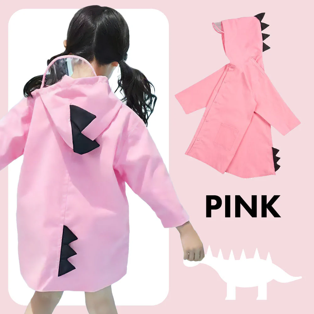 【ピンク 80サイズ Sサイズ】レインコート 恐竜 キッズ 子供用 怪獣かわいい カッパ 雨がっぱ カラフル レインウェア レインポンチョ キッズレインコート 雨具 携帯 旅行 防水 撥水 保育所 保育園 幼稚園 小学生 小学校 低学年 男の子 女の子