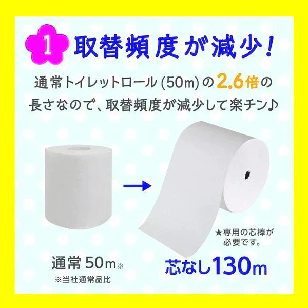 トイレットペーパー 丸富製紙 ペンギンコアレス シングル130m 6ロールＸ10パック