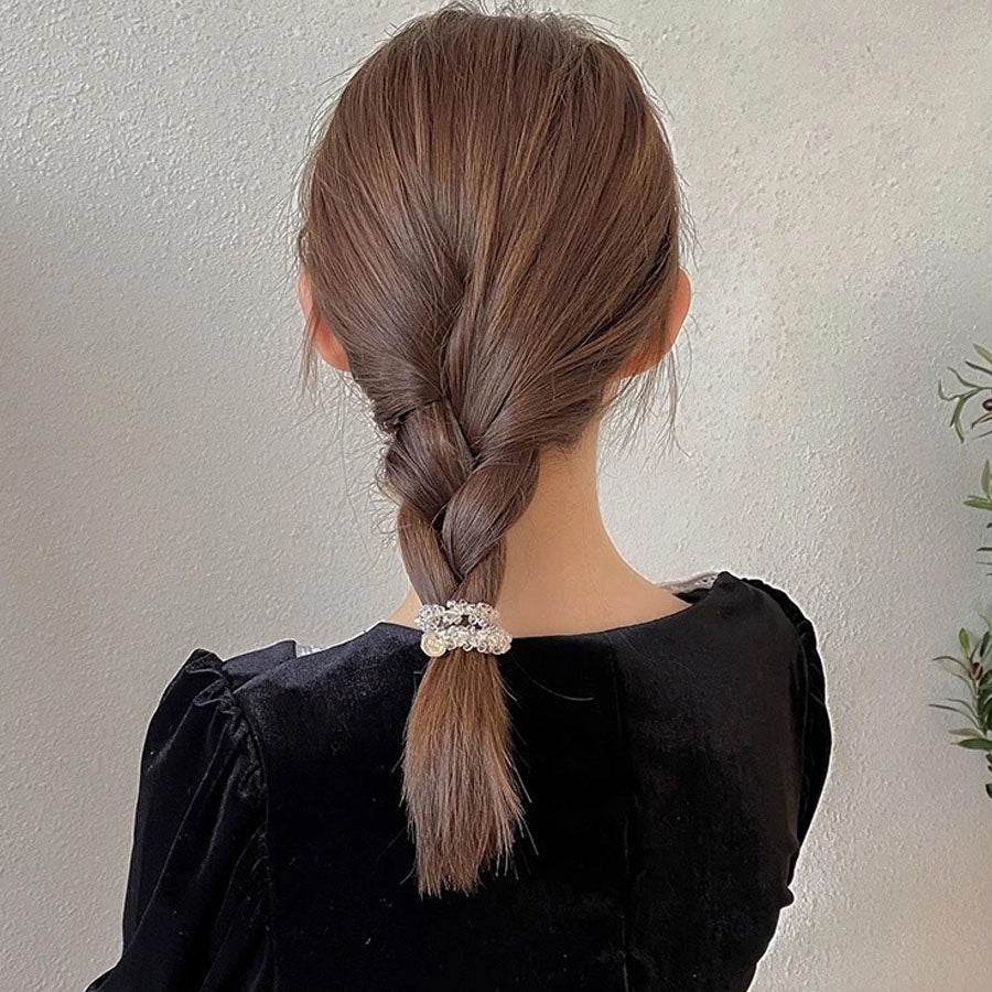 (クリア)ヘアゴム パール バブル シンプル ブレスレット ビーズ ヘア留め ヘアアクセサリー 髪飾り 上品 パーティー飾り
