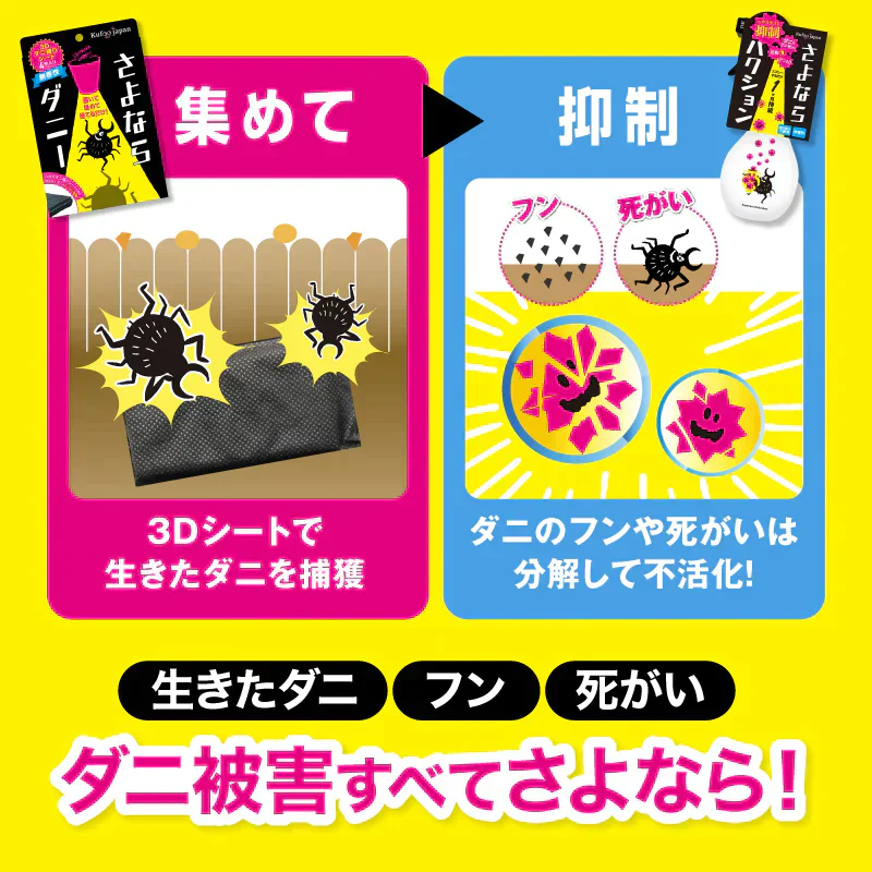 さよならダニー シート＆さよならハクション 話題のダニ捕りシート と 新商品ハウスダスト抑制ミストのセット 公式 カーペット 布団 ソファ ダニシート 畳 ダニ取りシート ダニ退治 ヒョウヒダニ 日本製 置いて 集めて 捨てるだけ！