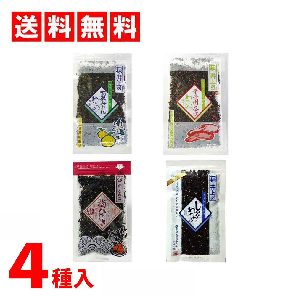 井上商店 ソフトふりかけ 4種 Dセット（夏みかんわかめ・辛子明太子わかめ・梅ひじき・しそわかめ青ラベル）