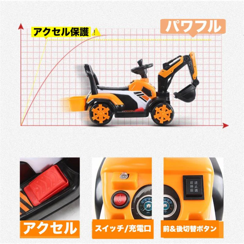 即納商品 ショベルカー 乗用ロショベル マイク ハンドル操作 おもちゃ 砂場 ごっこ 遊び クレーン 乗用玩具 足蹴り キッズ 子供 プレゼント ギフト w063A(オレンジ)